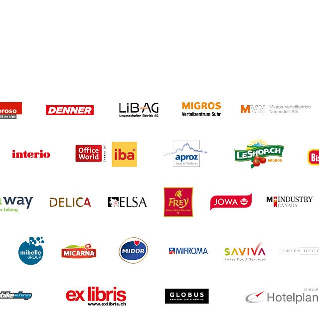 Logos von Tochtergesellschaften und Beteiligungen von Migros