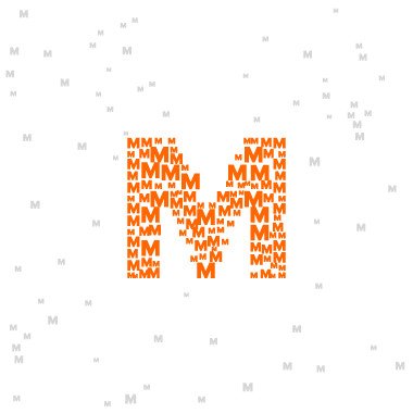 Ein grosses oranges M aus vielen kleinen Ms